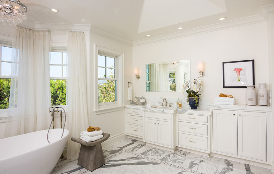 A tranquil retreat, with a majority white color palette, is sure to bring peace and rest to the soul.  