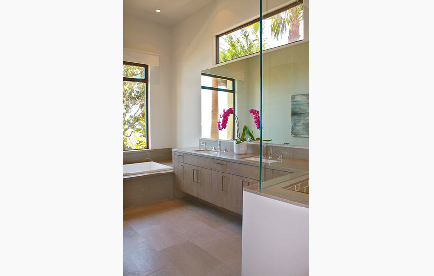 One of four bathrooms in a home, all immaculately designed and installed to create an overall cohesive look.