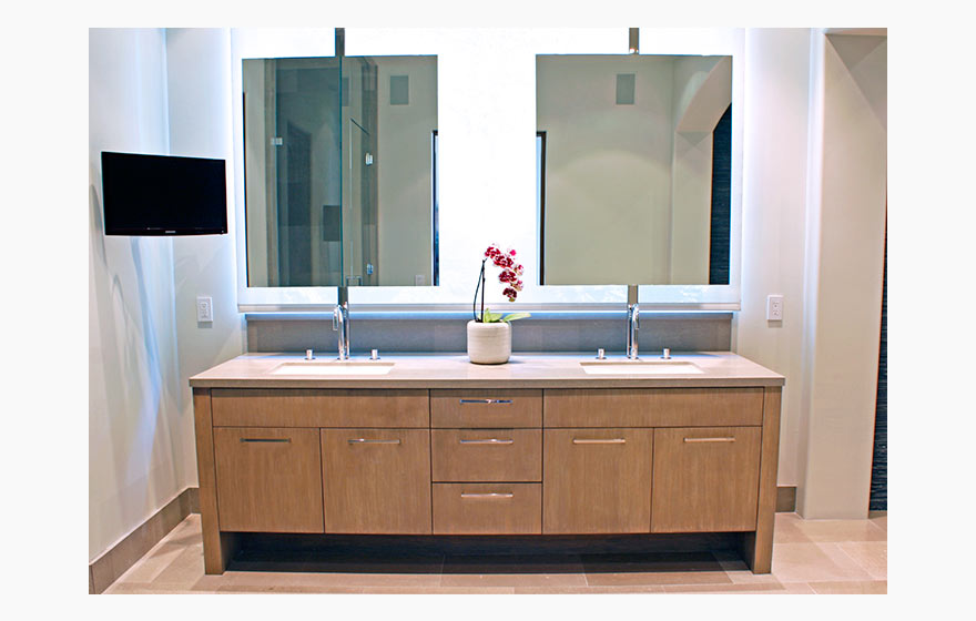 One of four bathrooms in a home, all immaculately designed and installed to create an overall cohesive look.